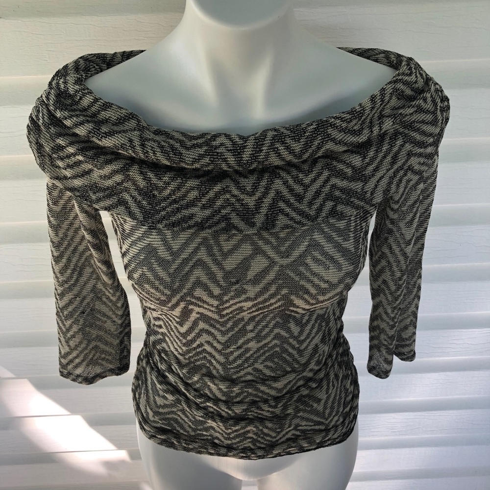 St. John Ruched Off the Shoulder Knit Top - Picture 2 of 7